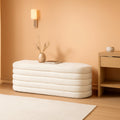 43 Inch SherpaWhite Upholstered Storage Ottoman Bench