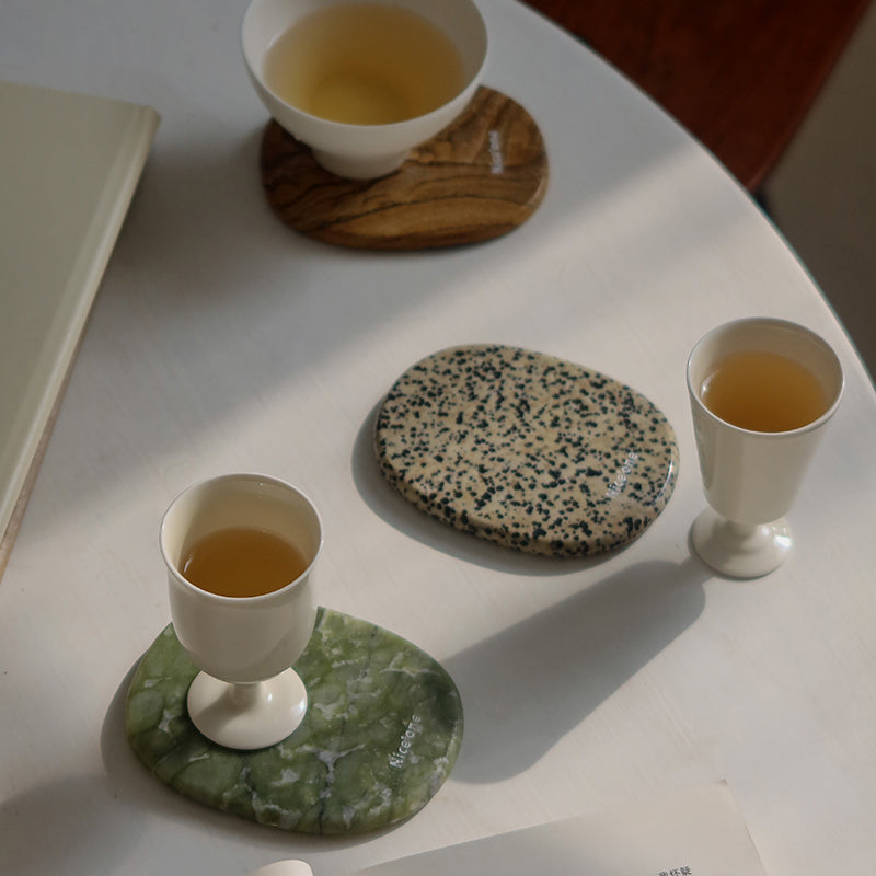 Round Natural Stone Coaster – Nordic Style Decor