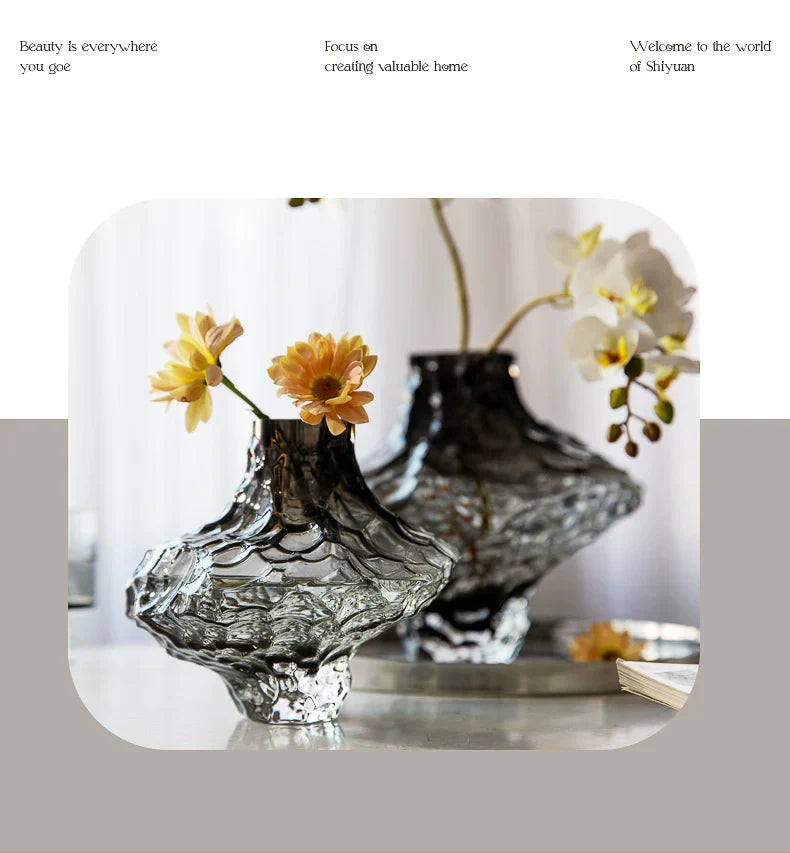 DecorBites™ Nordic Frosting Glass Vase - Modern Home Decor