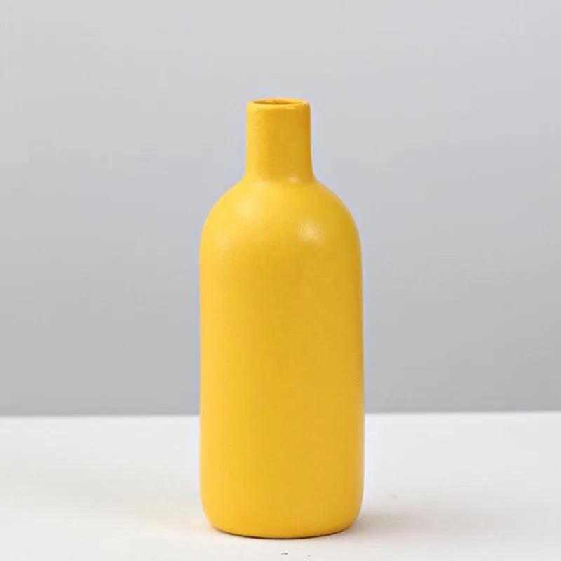 DecorBites™ Yellow Porcelain Flower Vase for Home Decor