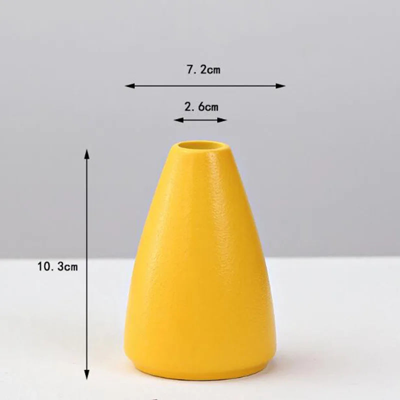 DecorBites™ Yellow Porcelain Flower Vase for Home Decor